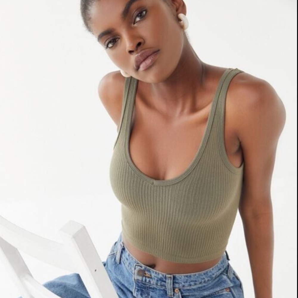 urban outfitters blue seamless ribbed tank
